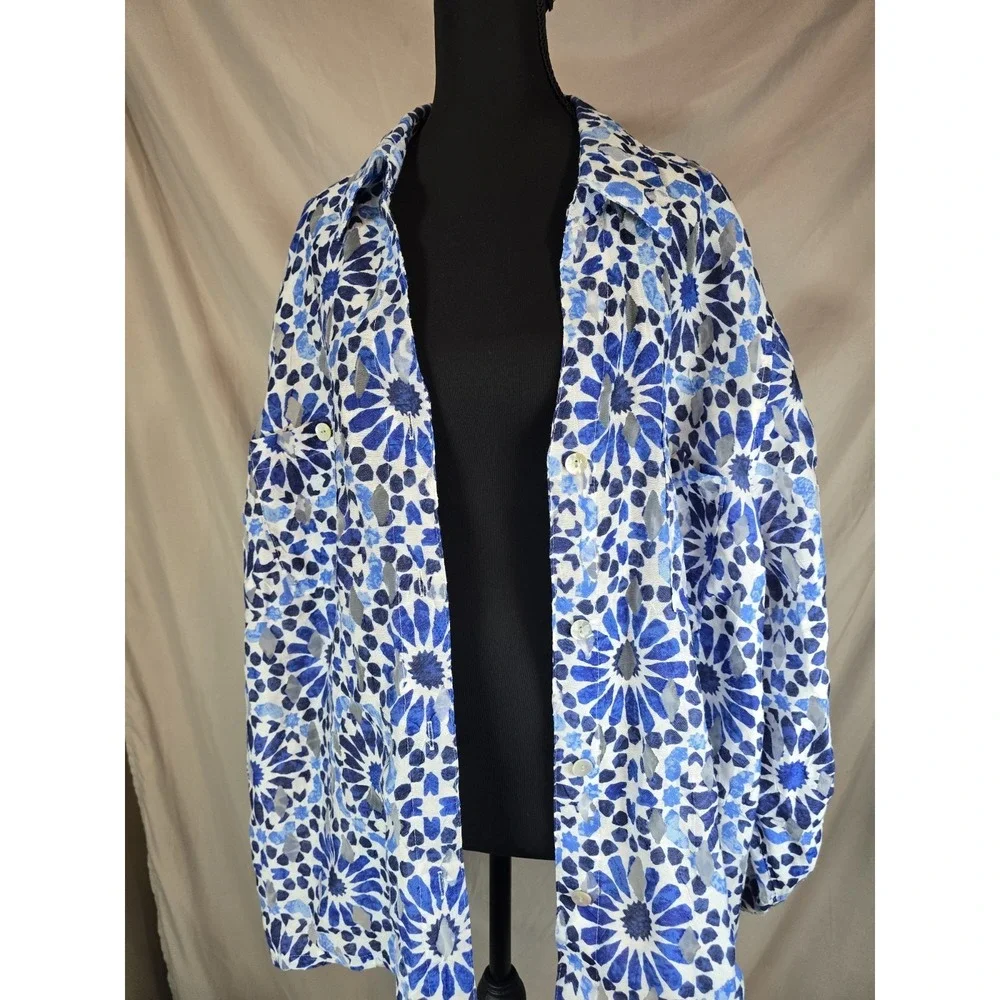 Ruby Rd Womens Blue Patterned Button Up 22W - Picture 7 of 8